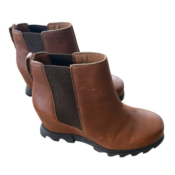 Sorel Brown Leather Chelsea Ankle Boots Womens 9.5 Wide Slip On - Picture 4 of 11